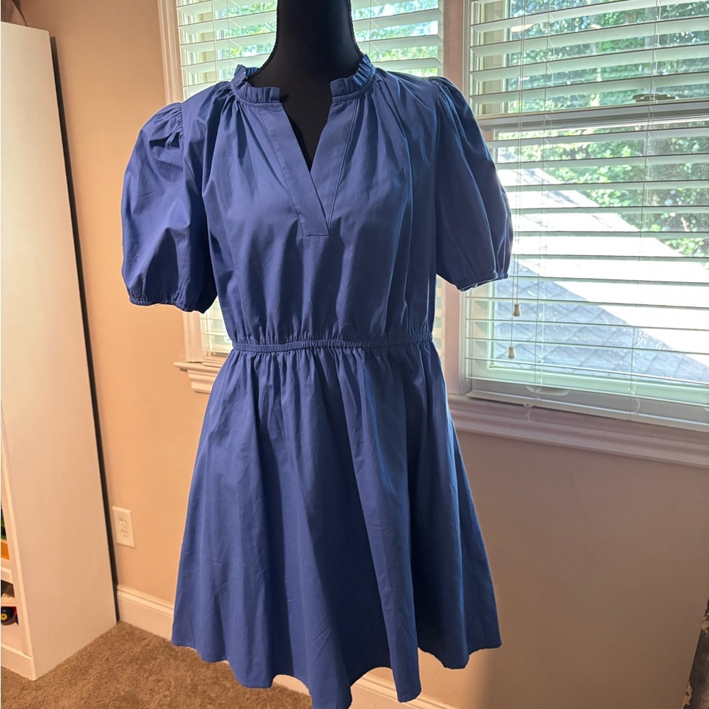 Sugarlips Blue Puff Sleeve Mini Dress